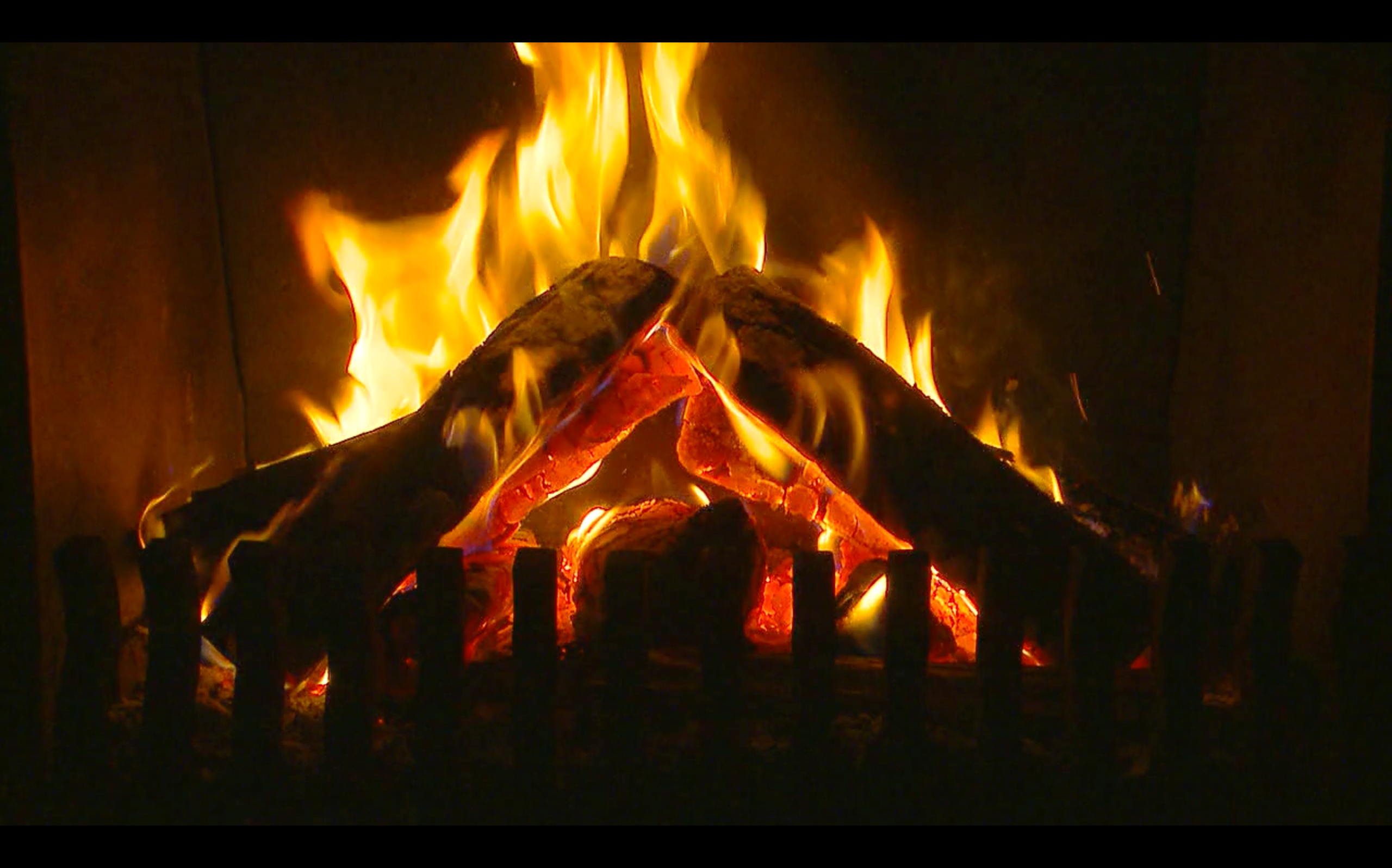 Fireplace with Crackling Fire Wood Sounds