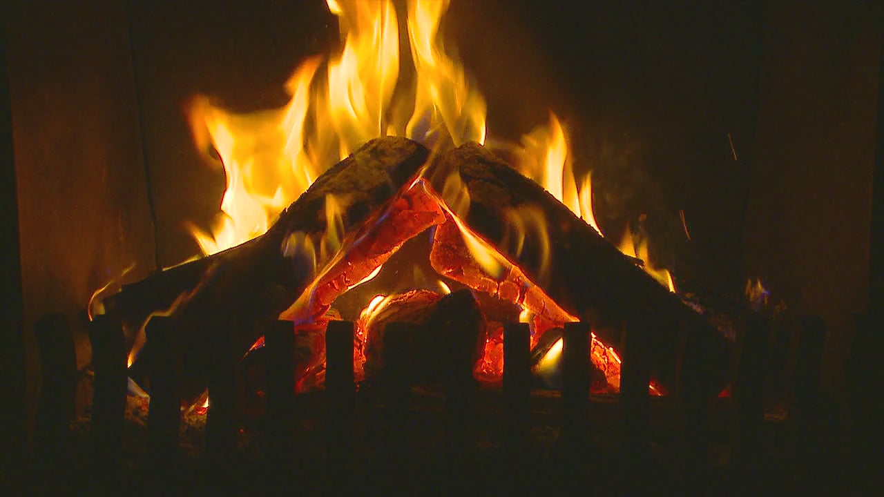 Fireplace with Crackling Fire Wood Sounds